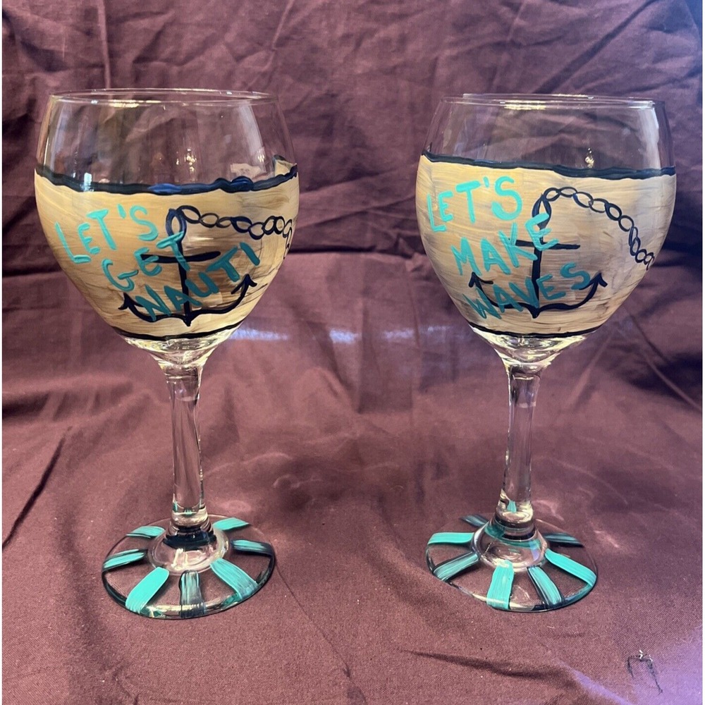 Custom Hand Painted Wine Glasses - two
